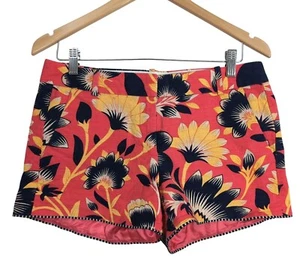 J Crew Hibiscus Floral Shorts Womens 6 Orange City Fit Casual Bold Chic Preppy - Picture 1 of 10