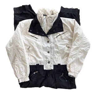 Traje de esquí de una pieza Metropolis by Couloir para mujer talla 14 negro blanco roto con cinturón - Imagen 1 de 7