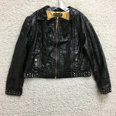 Rocawear Jacket Extra Large Adult Black Leather Full Zip Studded Biker Womens XL - Image 1 of 4