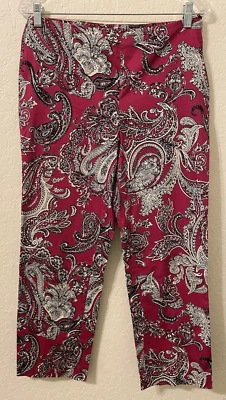 Pantalones capri para mujer Talbots Petites talla 8P rosa/negro/blanco cachemir cremallera lateral Foto 1 de 4