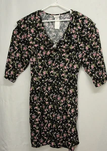 NWT Classic Expressions Black Floral Romper Ruffle Collar Button Front Plus 22 - Picture 1 of 7