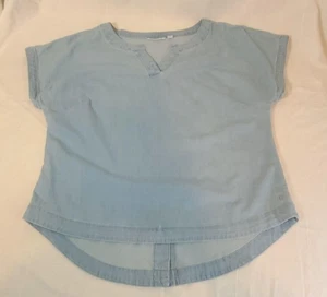 betabrands women's blue Notched Denim Top (Malibu) cotton W3017 LARGE - Picture 1 of 5