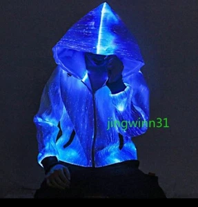 Colorful LED Hoodie Luminous Baseball Jacket Bar DJ Stage Dancer Show Costume - Picture 1 of 18