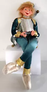 Weihnachtsdeko Regal Sitter Pixie Elfe Narr beweglich verdrahtet blau silber 24" - Bild 1 von 14