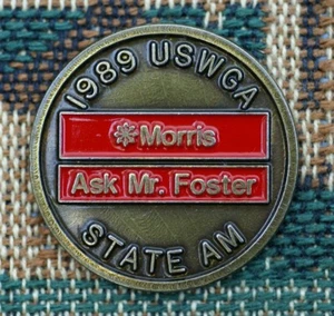 RARO_De colección_ 1989 USWGA STATE AM *Morris Ask Mr. Foster marcador de pelota de golf de 1" - Imagen 1 de 1