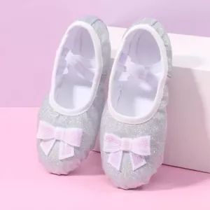 Ballet Dance Girl Shoes Slippers Flats Silver Glitter Size 1, EU 35 Split Sole - Picture 1 of 10