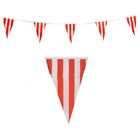 Perfectly set the tone with this 10/30M Red and White Stripe Pennant Banner!