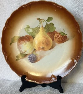 Antique Petrus Regout & Co Maastricht  Brown With Multicolored Fruit c1883 Mark - Picture 1 of 11
