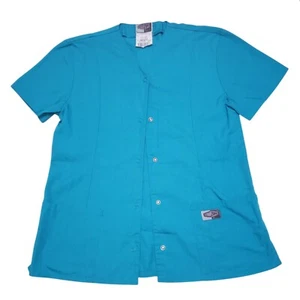 ScrubZone Women’s Scrub Top Size XS, Teal Tunic, Snap-Front - Picture 1 of 3