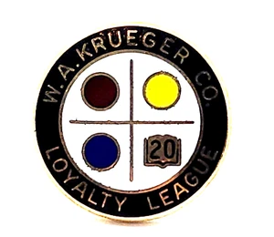 Antiguo pasador de solapa de servicio D345 de oro amarillo 10k WA Kreuger liga de lealtad 20 años - Imagen 1 de 4