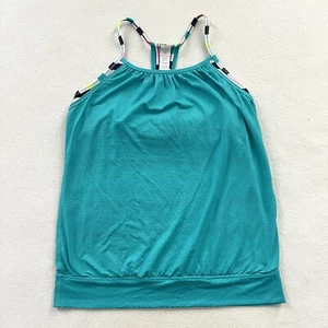 Ivivva Lululemon Girl Teal Stripe Double Dutch Tank Top Strappy Racerback 14 - Picture 1 of 11