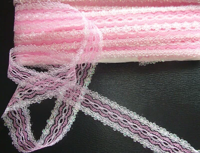 Knittingin/coathanger/Eyelet lace 5 metres x 30mm wide "Pink Opal" colour - image 1 of 2