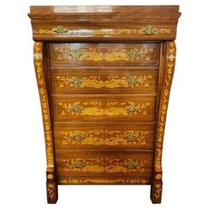 Q' Chiffoniere / Commode Dans Néerlandais Style Baroque Avec Floral Marqueterie - Photo 1 sur 12
