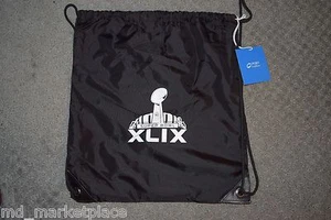 NEW 2015 XLIX NFL Super Bowl 49 Black Drawstring Backpack Patriots Seahawk Nylon - Picture 1 of 5