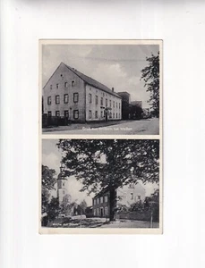 4965) GRUSS aus GRÖBERN bei MEIßEN - ZWeibild KIRCHE SCHULE - Postablage 1938 - Bild 1 von 2