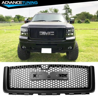 Fits 07-13 GMC Sierra 1500 Matte Black Denali Front Upper Hood Mesh Grill Grille - Image 1 of 4