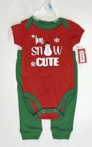 KIDGETS Boys Christmas 'I'm Snow Cute" 2-Piece Outfit Pants Bodysuit Sz: 0-3M - Picture 1 of 3