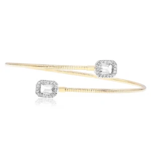 BRAZALETE BRAZALETE DE BYPASS ORO AMARILLO PAVE DIAMANTE VERDE DIAMANTE AMARILLO 14K - Imagen 1 de 1