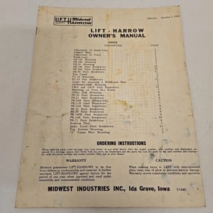 Vintage 1968 Midwest Lift-Harrow Owners Manual - Bild 1 von 9