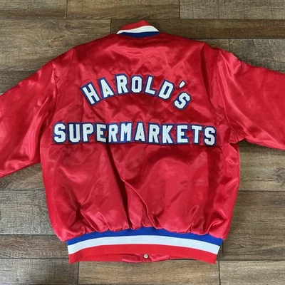 80s VINTAGE Swingster Satin Varsity Bomber Jacket Mens Size L Red USA Made #2930 - Image 1 of 4