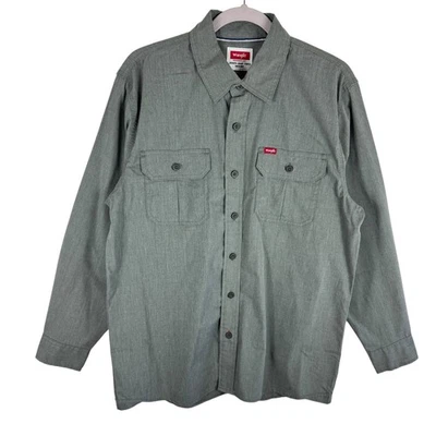 Wrangler Sage Green Long Sleeve Collared Cotton Blend Button Up Shirt Men's Sz M - Image 1 of 4