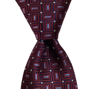 JOS. A. Corbata para hombre 100 % seda geométrica roja/azul BANK Signature Collection usada en excelente estado - Imagen 1 de 3