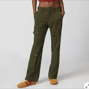 Urban Outfitters Jaelyn Menswear grün karierte Cargohose UO Größe 2 Vintage 70er - Bild 1 von 19
