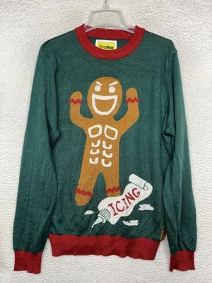 Suéter Tipsy Elves Para Hombres XL Verde Rojo Pan de Jengibre Glaseado Divertido Vacaciones de Navidad Foto 1 de 4