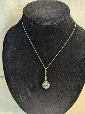 Joseph Esposito Sterling Silver 925 CZ 3D Round Circle Pendant Necklace - Image 1 of 4