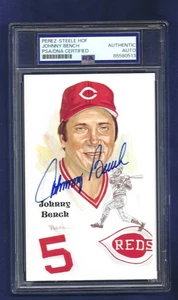 Johnny Bench Cincinnati Reds Baseball Autographed Perez Steele Postcard PSA SLAB - Picture 1 of 1