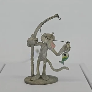 Vintage Rare 1981 Spoontiques Pewter Pink Panther 2.5" Fishing Figurine UAC A58 - Picture 1 of 10