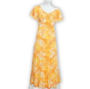Vintage Hawaii Maxikleid Größe 6 70er Jahre geblümt von Hukilau Fashions Honolulu 52" - Bild 1 von 5