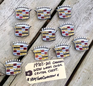 1970's-1980's Cadillac Wire Wheel Hubcap Cover Chrome Crest Emblem *VGC* - Bild 1 von 21