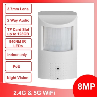 8MP 2,4/5G WiFi IP IR POE PIR Bewegungsmelder HD Kamera 2-Wege Audio 3,7mm - Bild 1 von 4