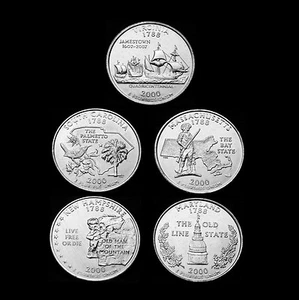 2000 P Statehood Lot ~ Set of Five US Mint Coins ~ Business Strikes from Rolls - Picture 1 of 2