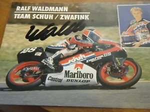 AUTOGRAMM RALF WALDMANN TEAM SCHUH ZWAFINK SIGNED CARD HRC HONDA 1989 - Bild 1 von 2
