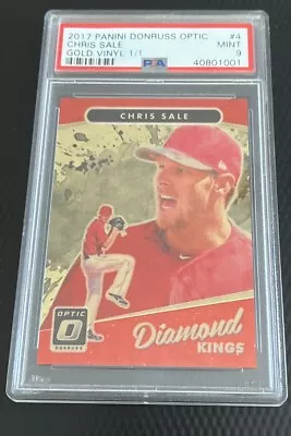 Tarjeta de vinilo dorada óptica Panini Donruss 2017 Chris Sale Red Sox 1/1 PSA 9 #4 Foto 1 de 3