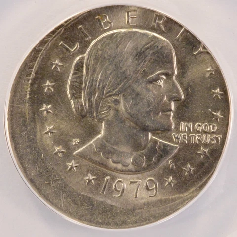 1979-P $1 SBA Dollar Struck 15% Off-Center ANACS MS62 Cover