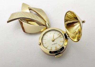 Reloj Broche/Colgante Gubelin Raro Encontrar - Sólido 14K YG - Movimiento Cuerda Manual Foto 1 de 4