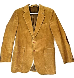 Vintage Patrick James Mens Corduroy Blazer Tan Suede Elbow Patches **READ SIZE - Picture 1 of 14