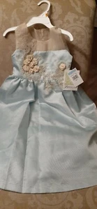 BONNIE JEAN AQUA SIZE 5 DRESS NWT APPLIQUES GLITTERY TWO TONE - Picture 1 of 9