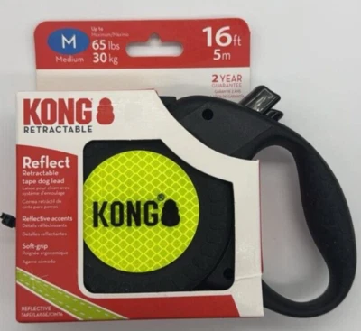 Kong Medium Reflect Retractable Tape Dog Lead ~ 16Ft ~ MAX 65lb ~ FAST SHIPPING - Image 1 of 2