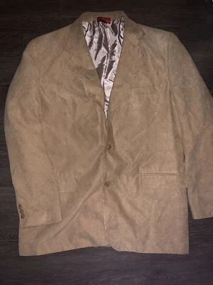 Haband Lions Den Mens 44L Microfiber Faux Suede Sport Coat Blazer Jacket Brown - Image 1 of 4
