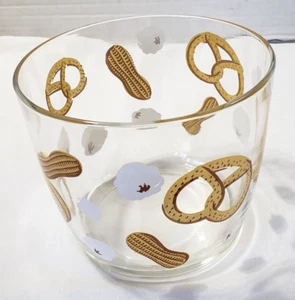 Vintage Glass Snack Bowl /Ice Bucket POPCORN PRETZELS PEANUTS ~ 4.75" tall - Picture 1 of 12