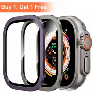 For Apple Watch Ultra 49mm Alloy Frame Full Cover Tempered Glass Screen Protect - Picture 1 of 20