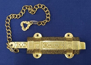 Solid Brass Victorian Eastlake French Door Bolt Lock with Chain GS00379 - Picture 1 of 4