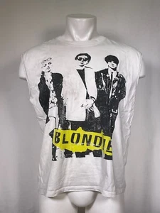 Blondie 80er Band Raw Edge Retro ärmellos weiß T-Shirt Herren LARGE - Bild 1 von 8