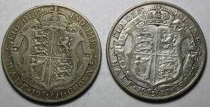 Great Britain 1921 & 1923 Silver Half Crowns Pair, KGV Dates (X116) - Picture 1 of 2