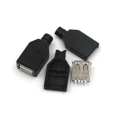 10Pcs USB 2.0 Type A Connector 4-pin Socket Female Plug Solder Adapter Supplies - Image 1 of 4