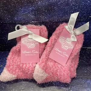 2 X Snuggle Feet Womens Pink - Soft Cozy & Warm Fuzzy Socks - Size 5/9 - Picture 1 of 3